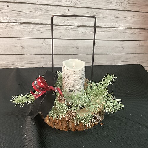 Birch candle with black holder