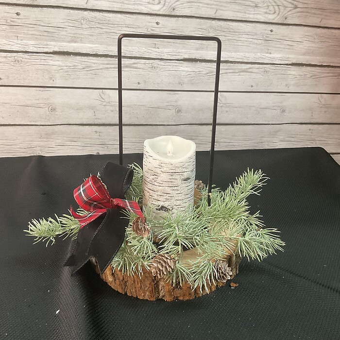 Birch candle with black holder