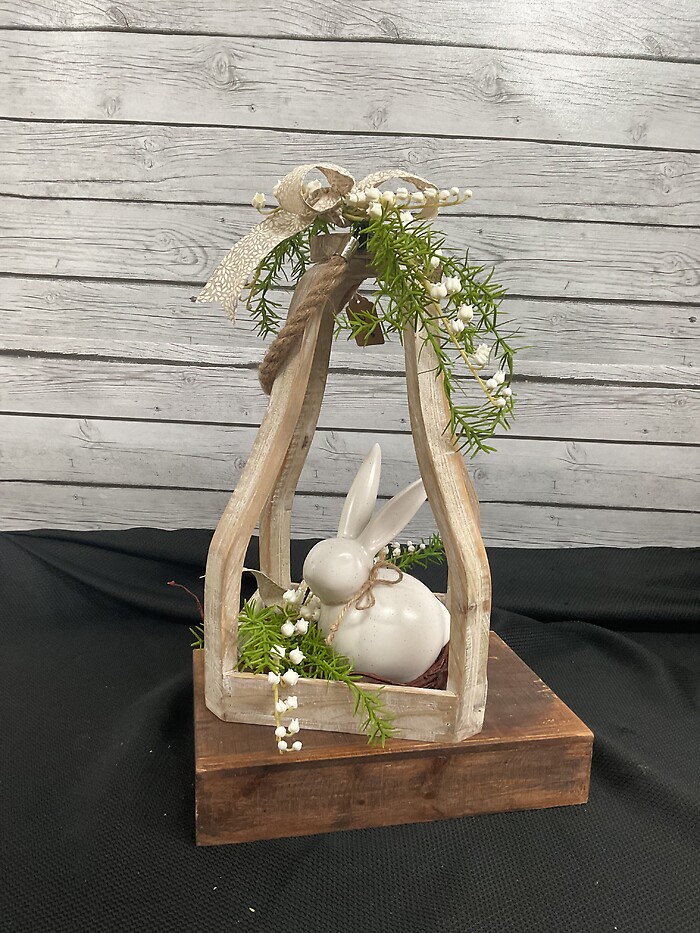 Open Lantern with White Bunny