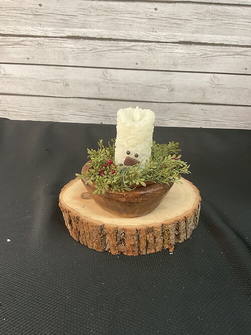Small Candle Snowman Centerpiece